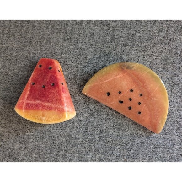 Vintage MCM Alabaster/Marble Stone Watermelon Slice, Decor/Paperweight, … - Picture 3 of 5